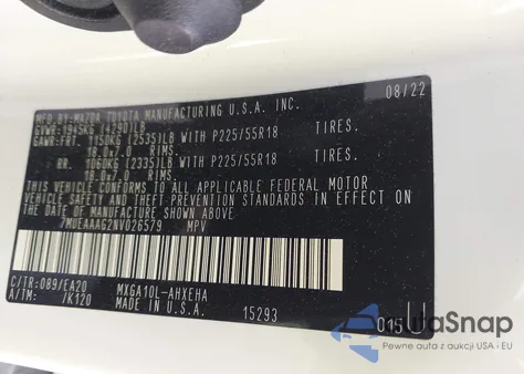 2022 Toyota Corolla Cross Xle z USA, uszkodzony, nr VIN 7MUEAAAG2NV026579